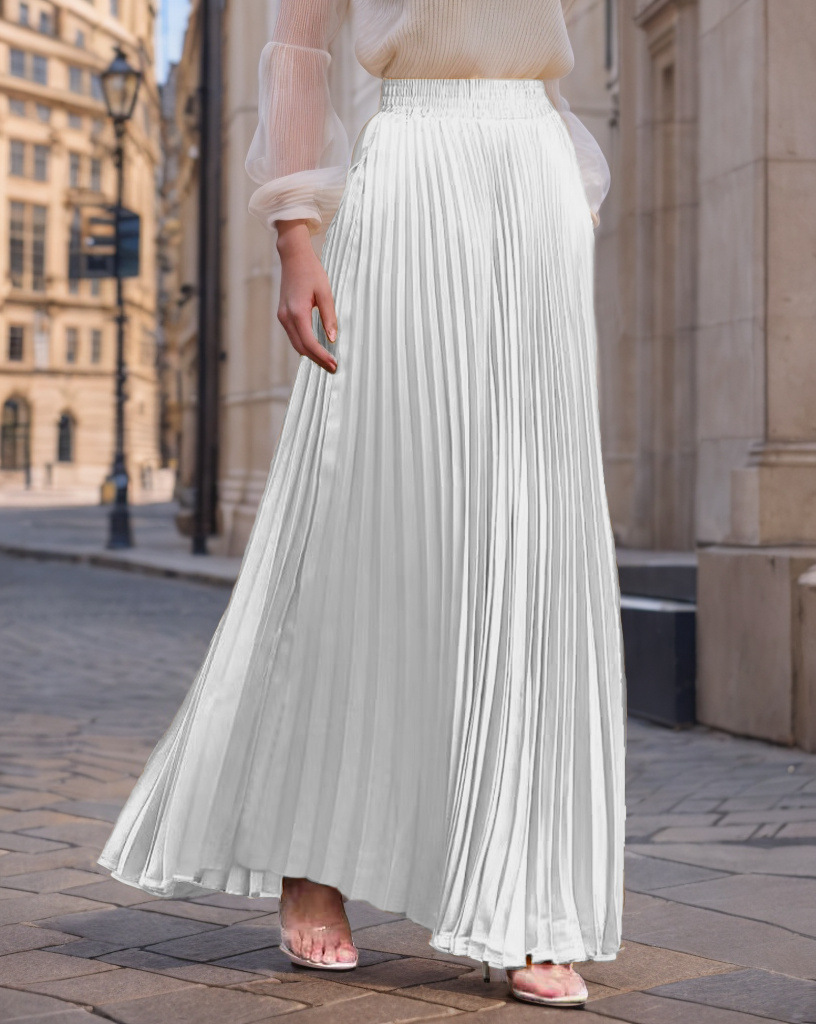 Elegant Satin Pleated Maxi Skirt (Buy 2 Free Shipping)