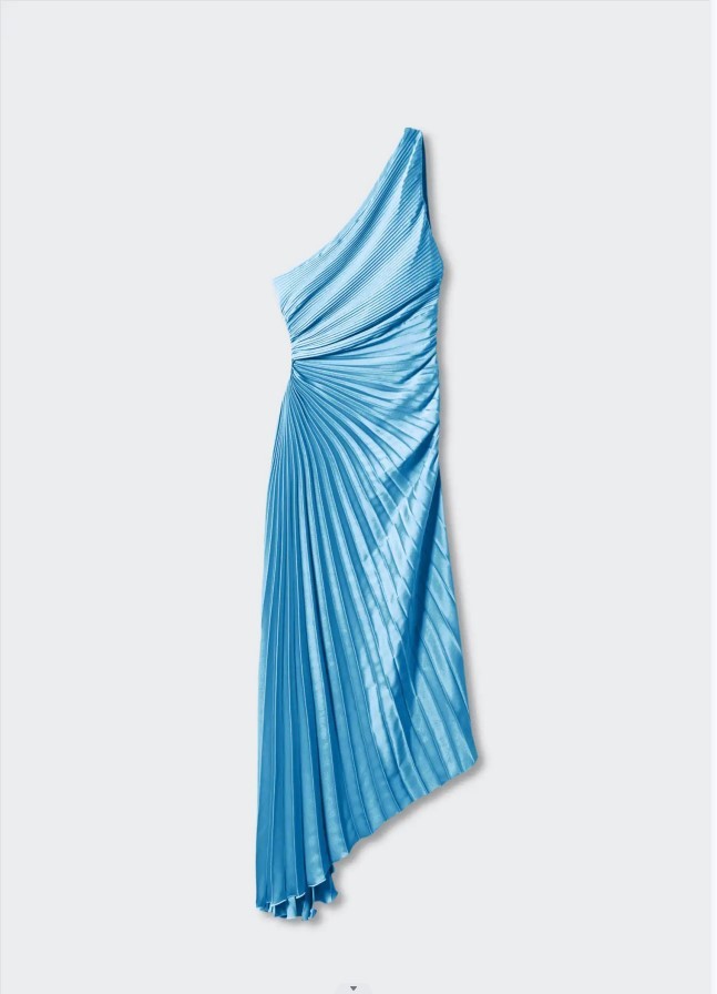 European And American Women'S New Fashion Solid Color Casual Sexy Temperament One-Shoulder Diagonal Collar Pleated Hollow Dress Long Skirt