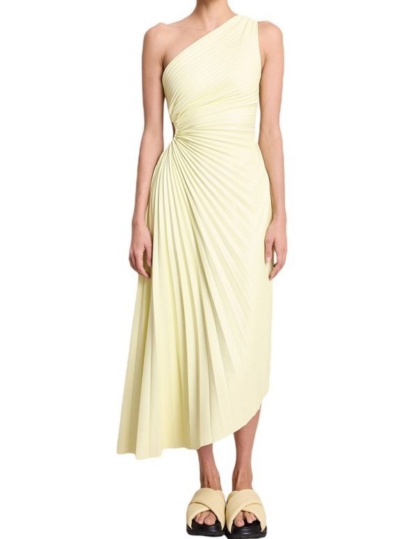 Elegant One-Shoulder Pleated Cutout Midi Dress (Buy 2 Free Shipping)