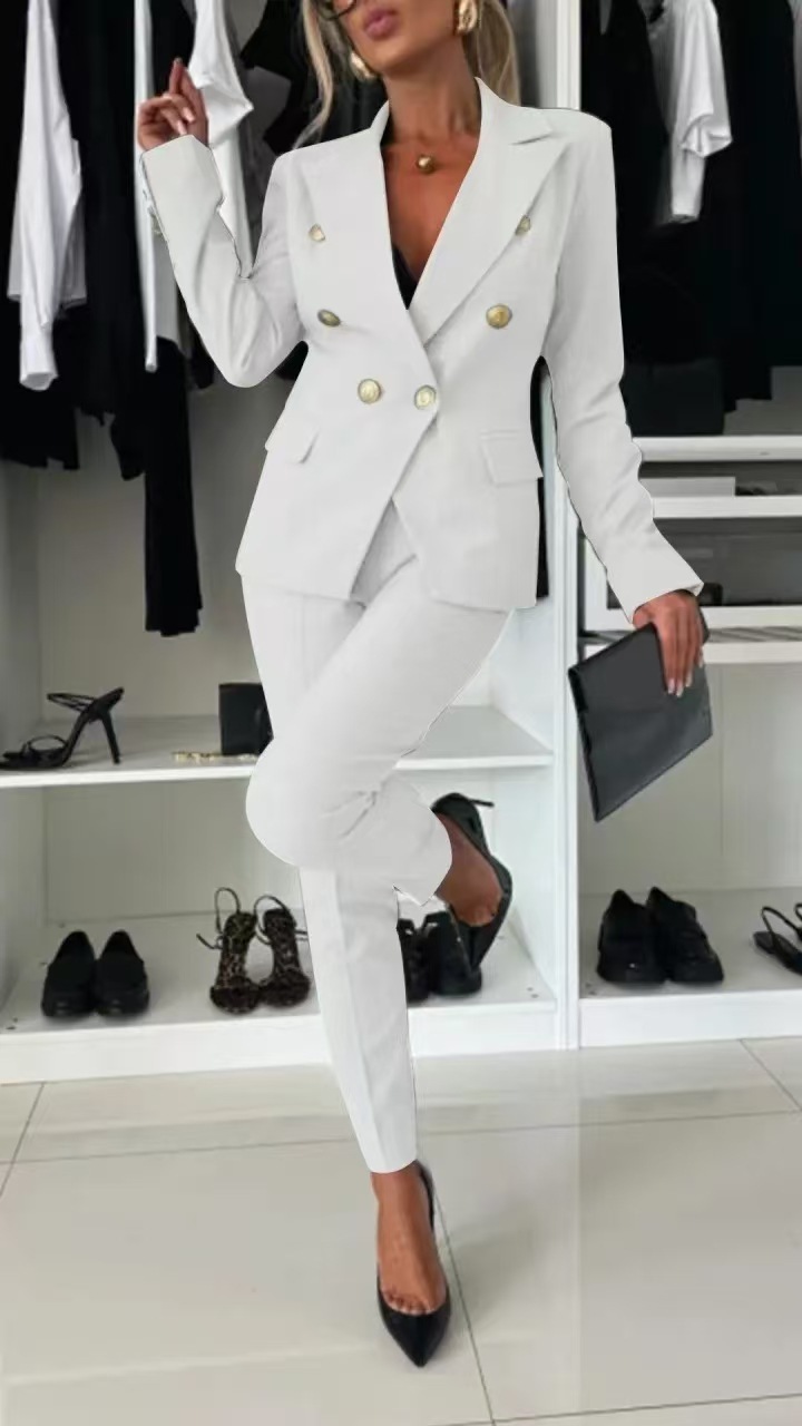 Elegant Double Breasted Fitted Blazer Set (Buy 2 Free Shipping)