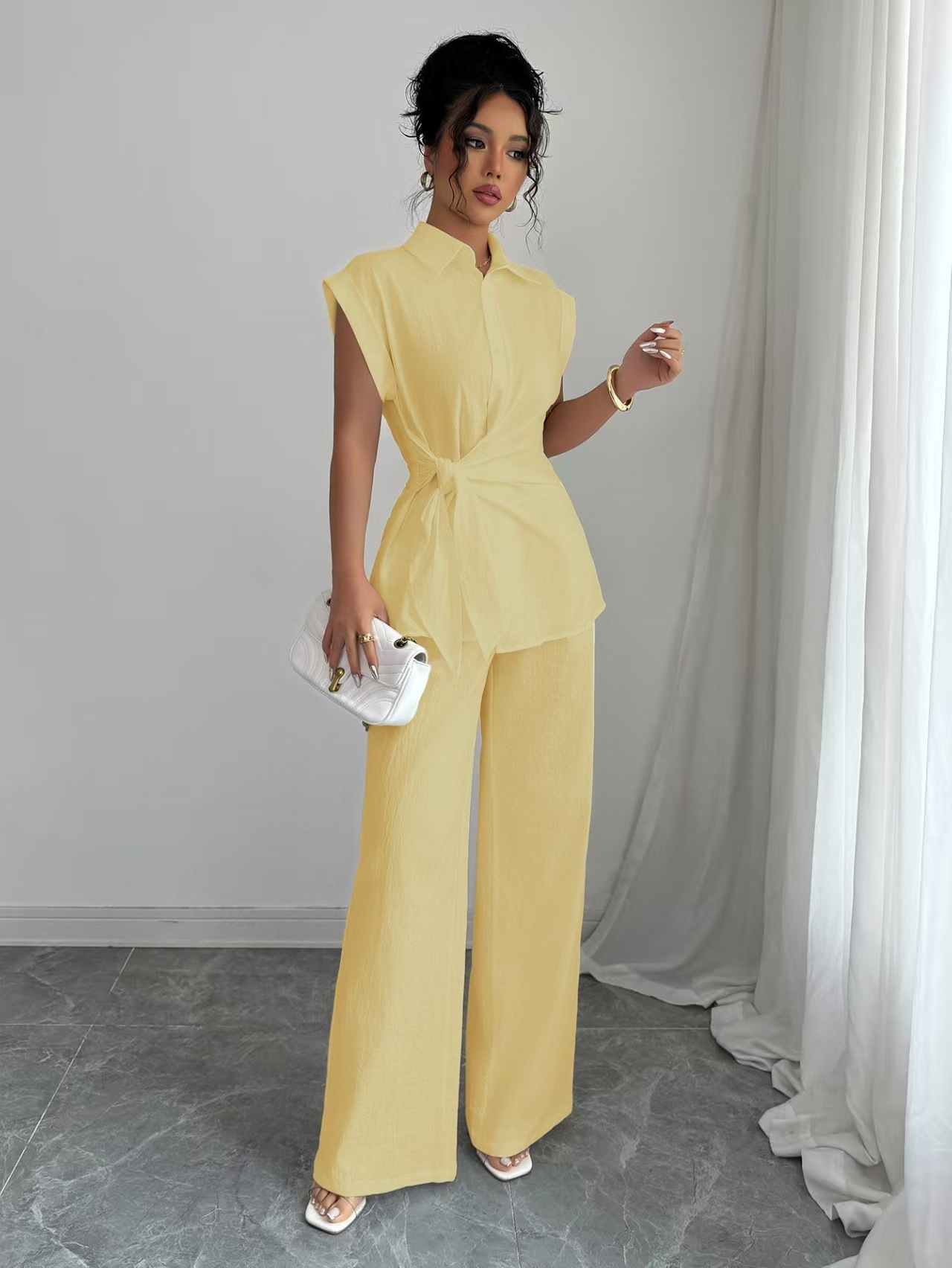 Elegant Waist-Twist Wide Leg Two-Piece Set (Buy 2 Free Shipping)