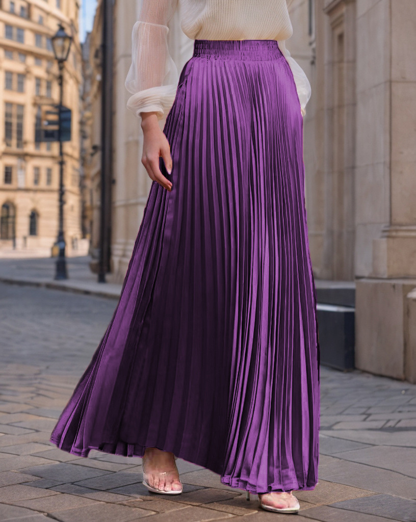 Elegant Satin Pleated Maxi Skirt (Buy 2 Free Shipping)