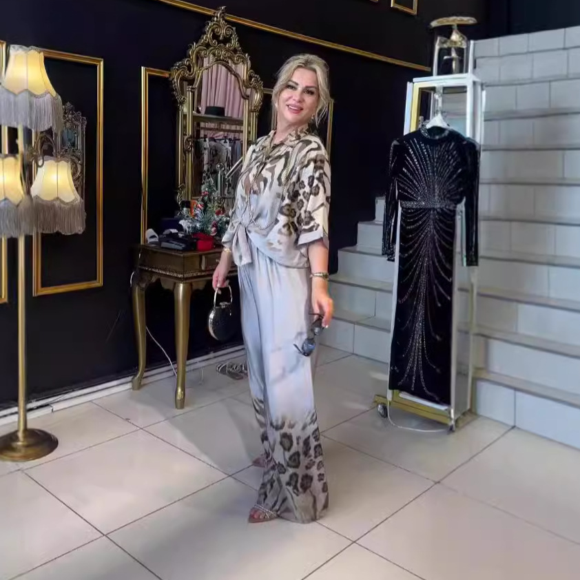 Leopard Print Satin Two-Piece Set (Buy 2 Free Shipping)