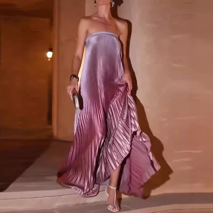 Pleated Irregular Hem Maxi Dress (Buy 2 Free Shipping)