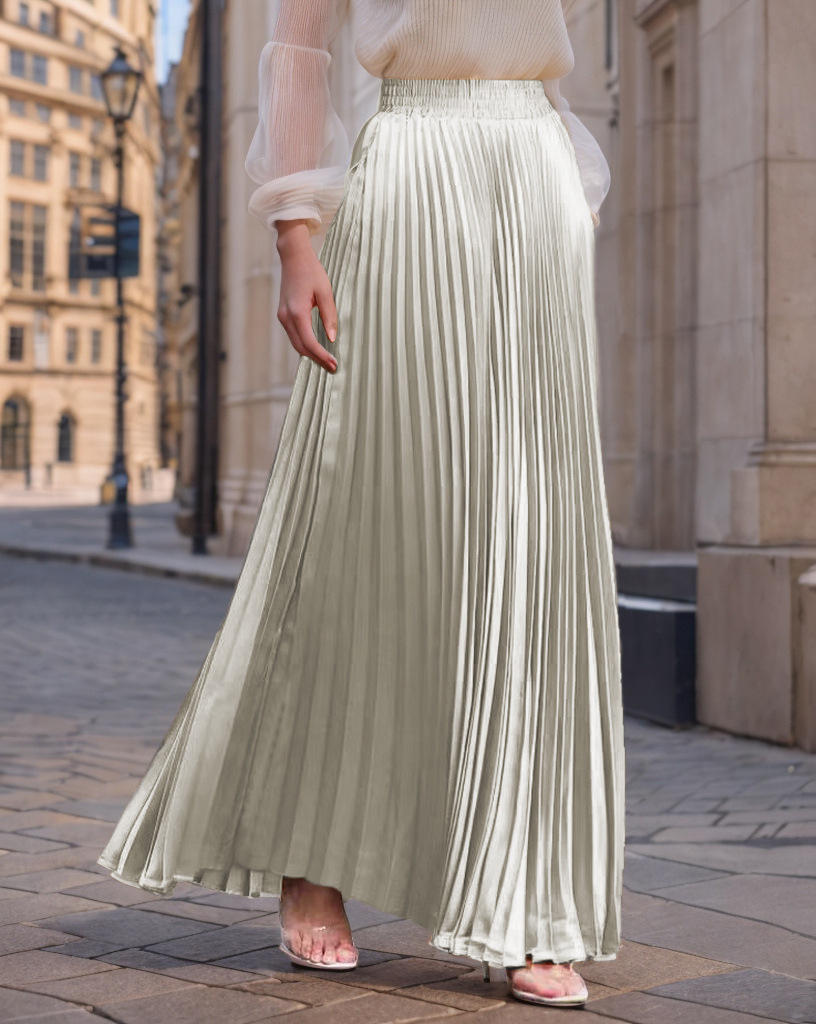 Elegant Satin Pleated Maxi Skirt (Buy 2 Free Shipping)