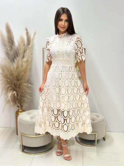 Elegant Crochet Lace Midi Dress (Buy 2 Free Shipping)