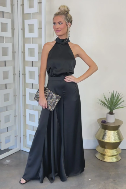 Sleeveless Halter Tied Jumpsuit with Pockets (Buy 2 Free Shipping)