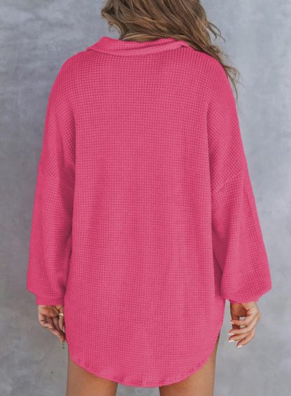 2024 New Women's Waffle Knit Henley V Neck Shirt Jacket(40% OFF Last Day!!!)