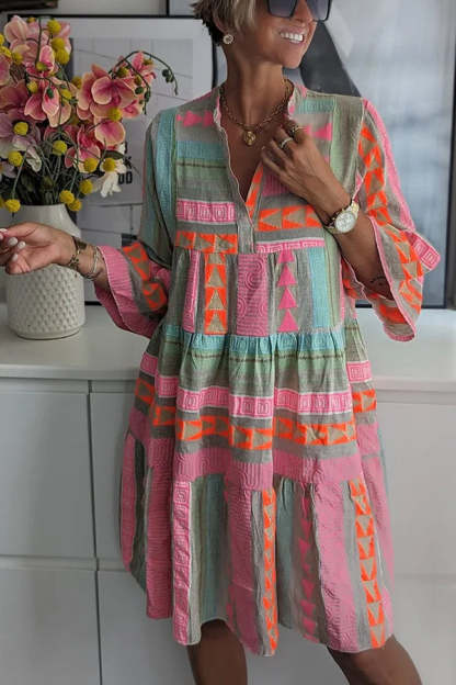 Chic V-Neck Cotton Hemp Summer Dress (Buy 2 Free Shipping)