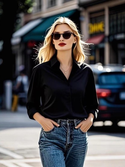 Classic White Collared Shirt with Roll-Up Sleeves (Buy 2 Free Shipping)