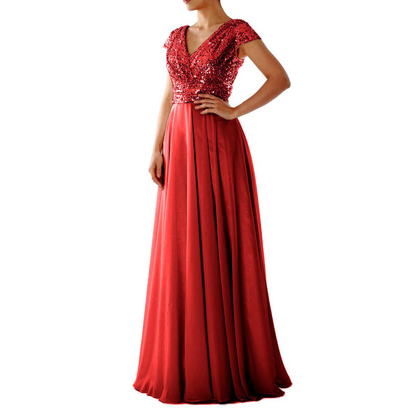 Elegant Sequin Pleated Maxi Evening Dress (Buy 2 Free Shipping)