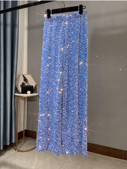 Sequin Velvet Elastic Waist Wide Leg Pants (Buy 2 Free Shipping)