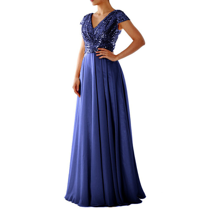 Elegant Sequin Pleated Maxi Evening Dress (Buy 2 Free Shipping)