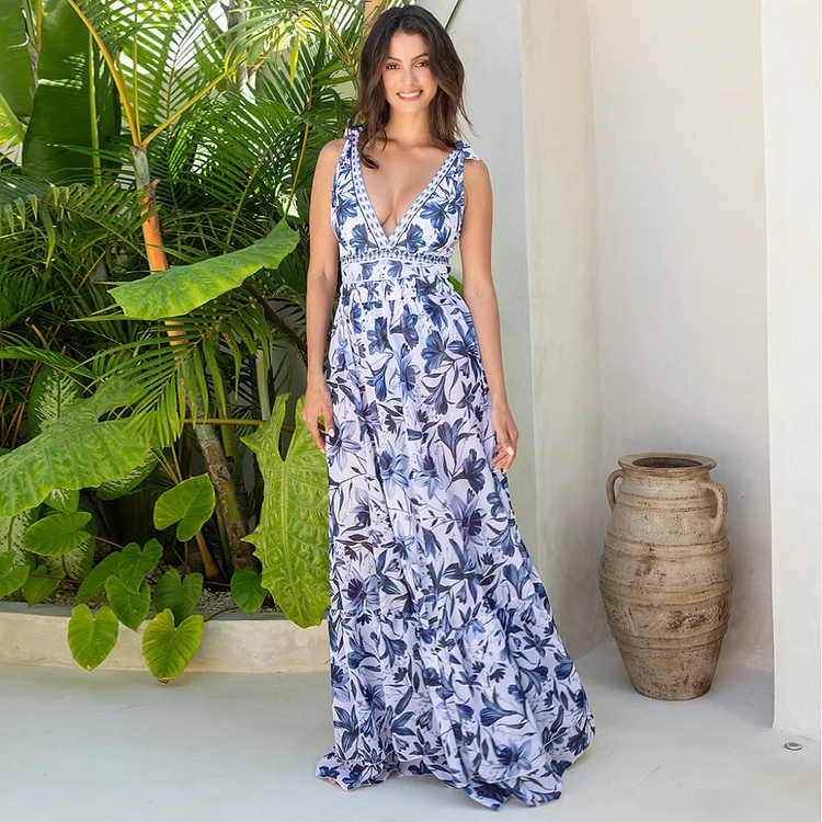 V Neck One Piece Swimsuit And Skirt Set