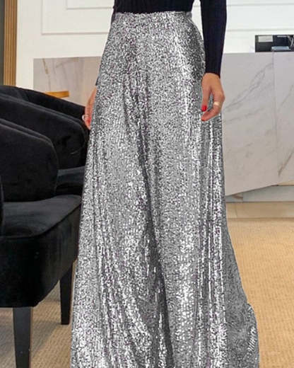 High Waist Sequin Wide Leg Pants (Buy 2 Free Shipping)