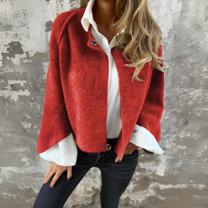 Woolen Round Long Sleeve Coat (Buy 2 Free Shipping)