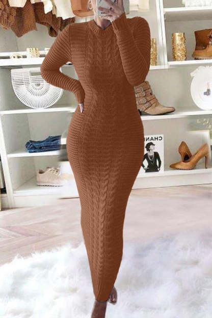 Classic Slim Cable Knit Maxi Dress (Buy 2 Free Shipping)