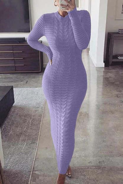 Classic Slim Cable Knit Maxi Dress (Buy 2 Free Shipping)