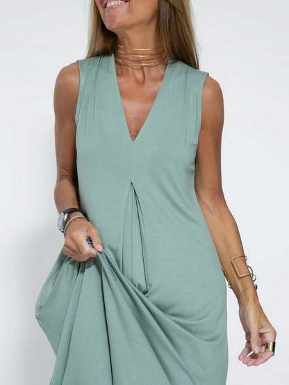 Last Day Promotion🔥Elegant Solid Color Sleeveless Maxi Dress(BUY 2 FREE SHIPPING)
