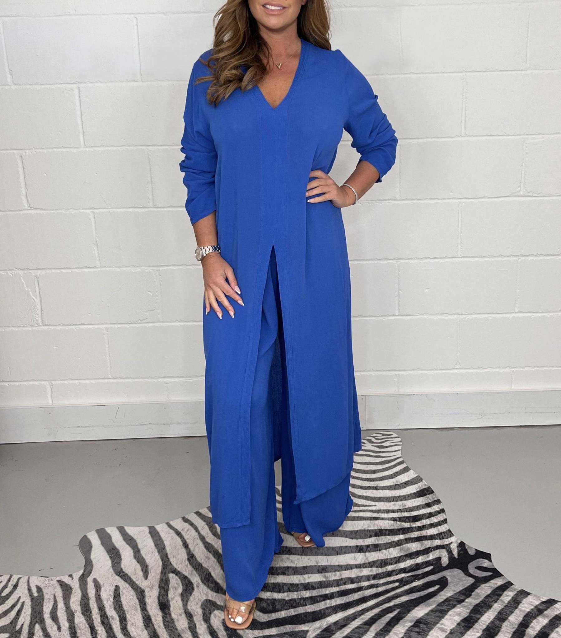 Casual 2 Pieces Suit With Long Top & Matching Trouser (Buy 2 Free Shipping)