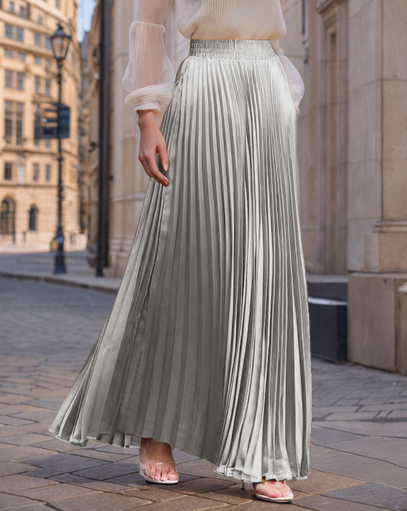 Elegant Satin Pleated Maxi Skirt (Buy 2 Free Shipping)