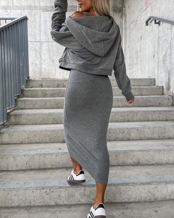 Women's Sleeveless Dress & Short Hoodie 2 Piece Set🍁Buy 2 Sets Free Shipping