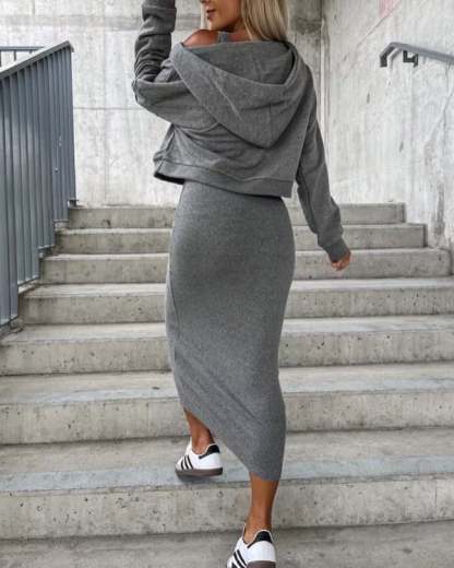 Women's Sleeveless Dress & Short Hoodie 2 Piece Set🍁Buy 2 Sets Free Shipping