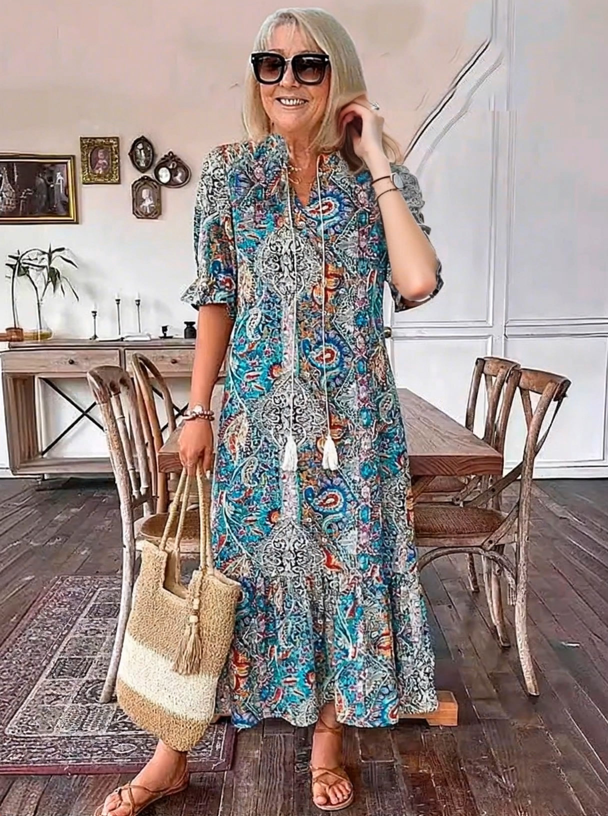 Bohemian Printed Maxi Dress – Effortless Elegance for Every Day (Buy 2