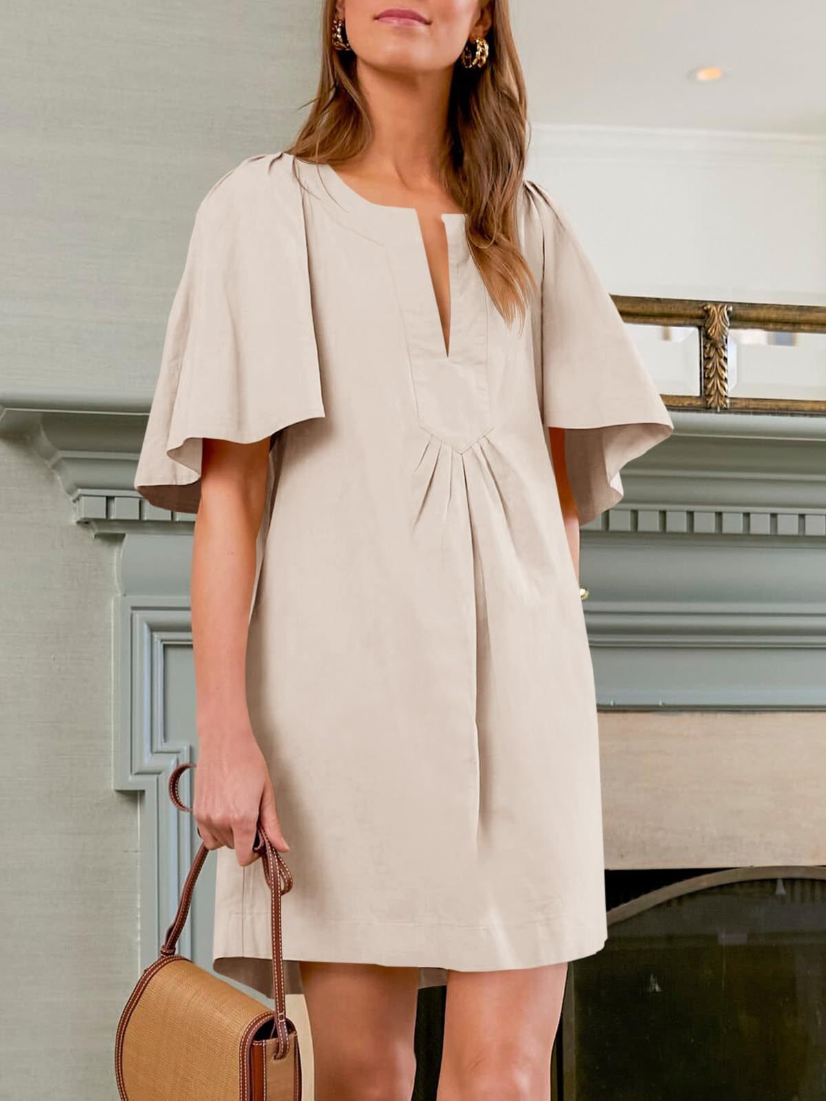 Last Day Promotion🔥Casual V Neck Flowy Mini Dress(Buy 2 Free Shipping)