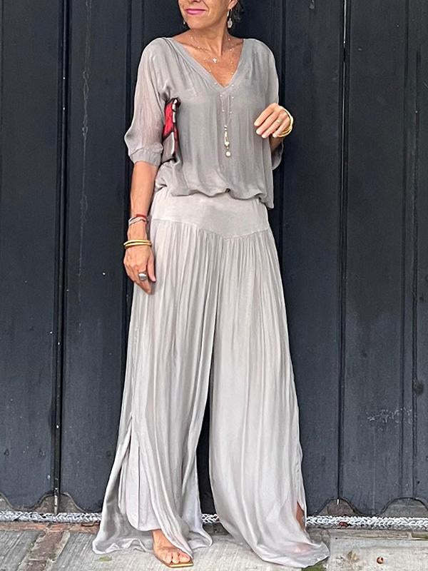 Elegant Chiffon Wide Leg Pants Two Piece Set (Buy 2 Free Shipping)