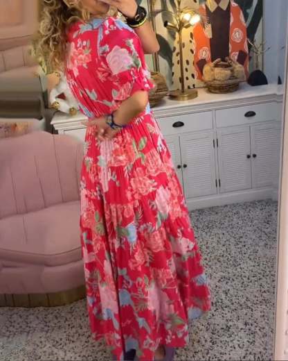 Last Day Promotion❤️Floral Print V-neck Dress(Buy 2 Free Shipping)
