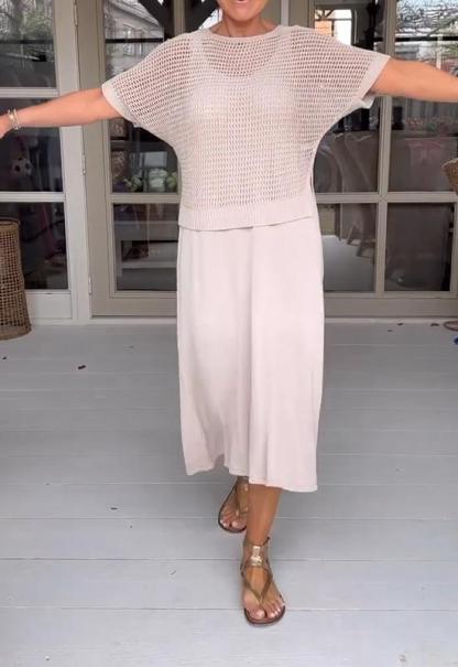 Casual Suspender Dress and Hollow Blouse Two-piece Suit (Buy 2 Free Shipping)