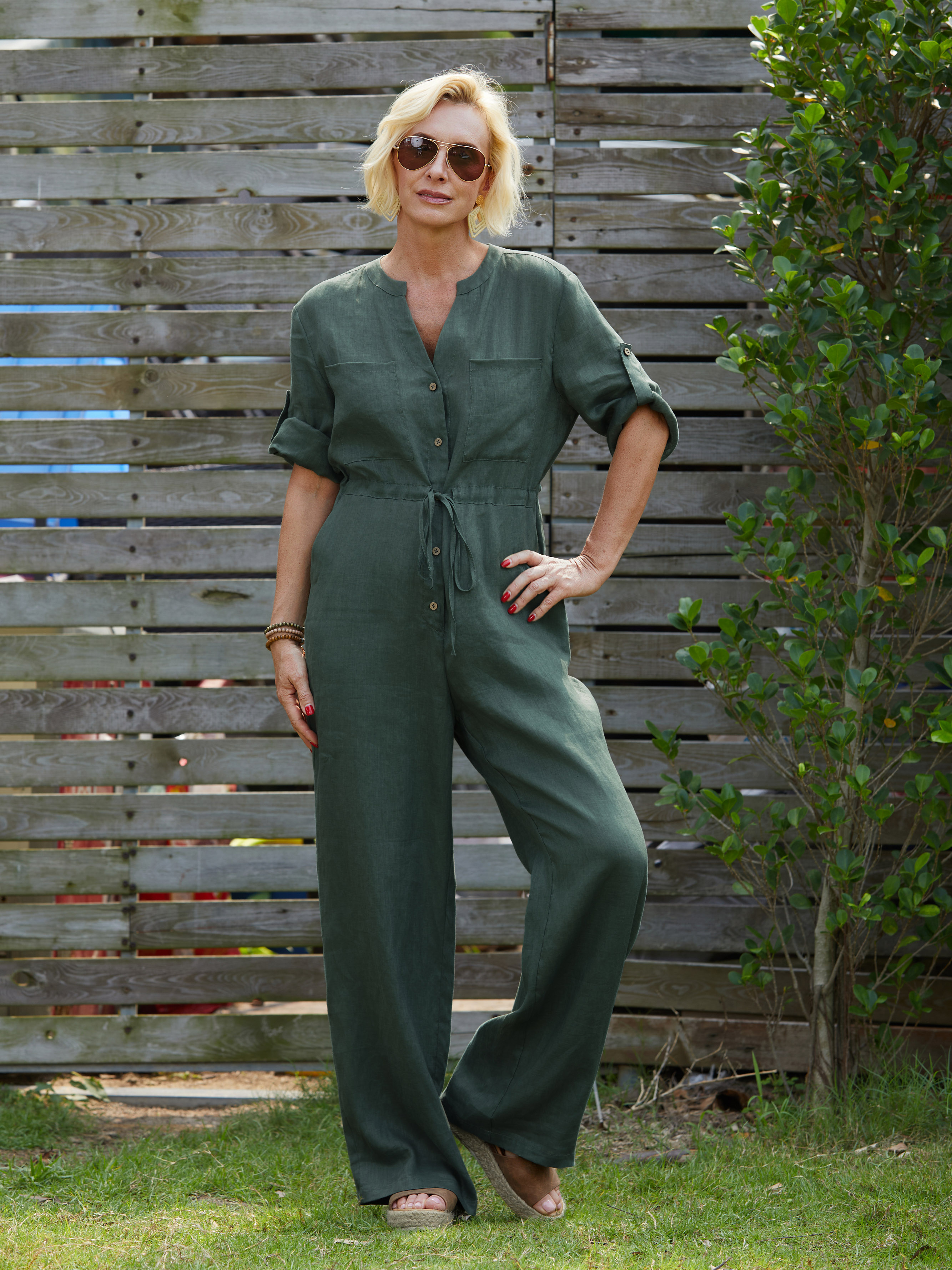 Women's 100% Linen Casual Jumpsuit