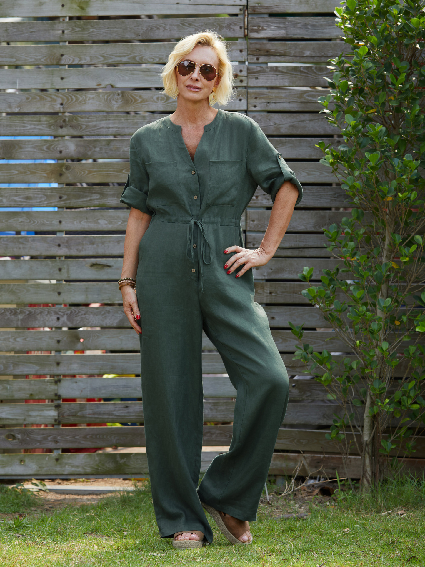 Women's 100% Linen Casual Jumpsuit