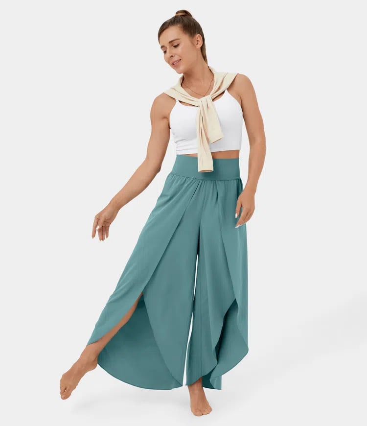 High Waisted Back Waistband Pocket Wide Leg Pants(Buy 2 Free Shipping)