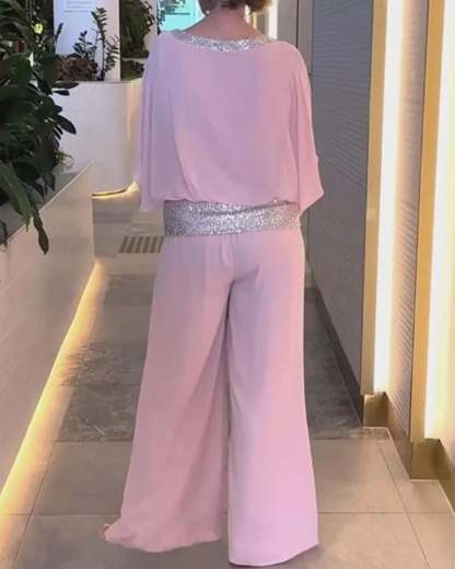 2024 Hot Sale🔥Sequined Colorblock Elegant Two-piece Suit(BUY 2 FREE SHIPPING)