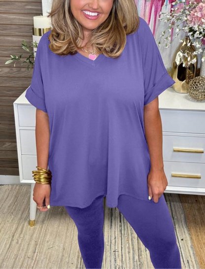 Last Day Promotion🔥Ultra Comfy Short Sleeve Tee and Legging Set (Buy 2 Free Shipping)