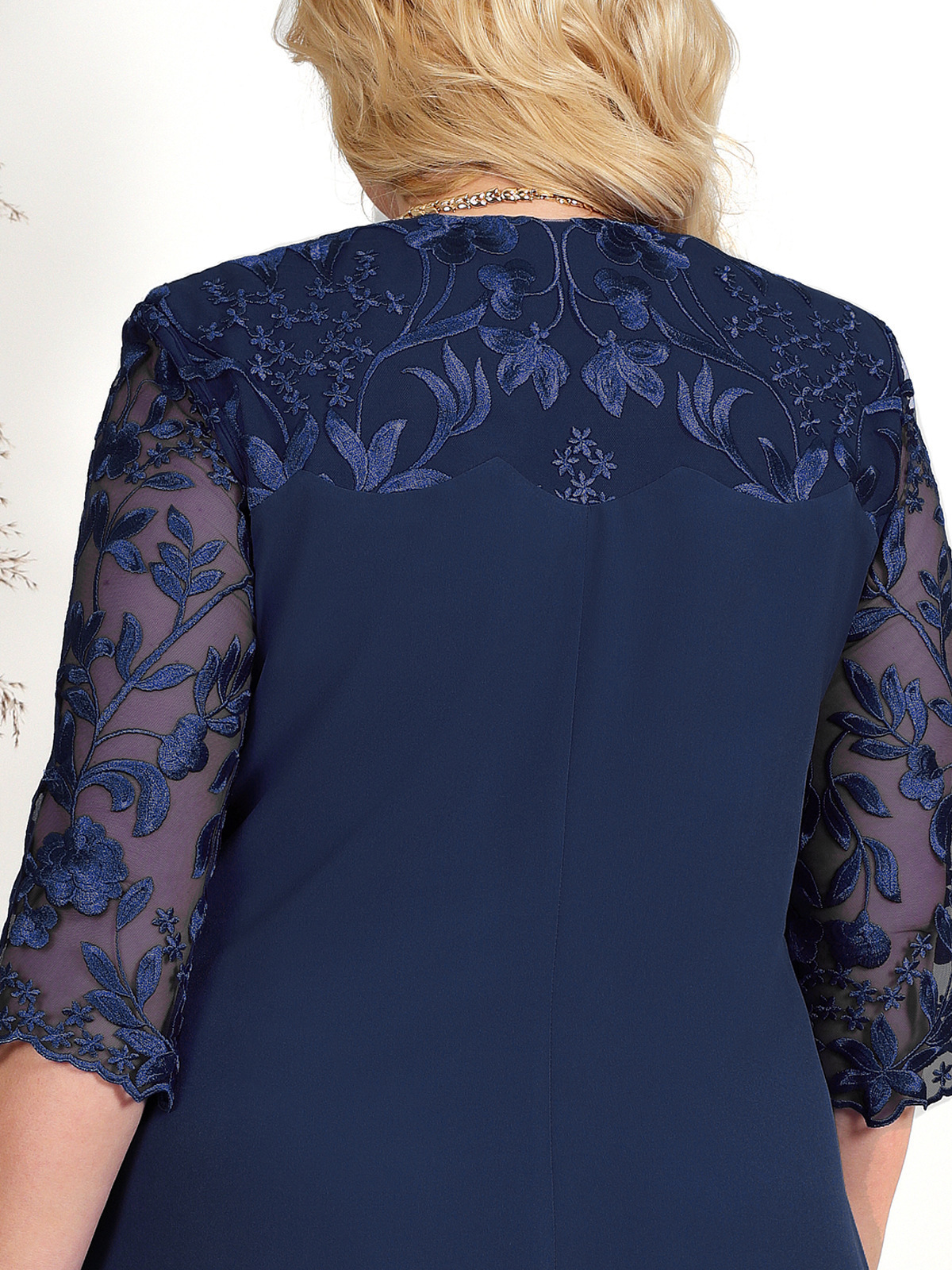 Elegant Plus Size Embroidered Chiffon Midi Dress (Buy 2 Free Shipping)