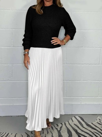 Long Sleeve Jumper & Pleated Bottom Dress (Buy 2 Free Shipping)