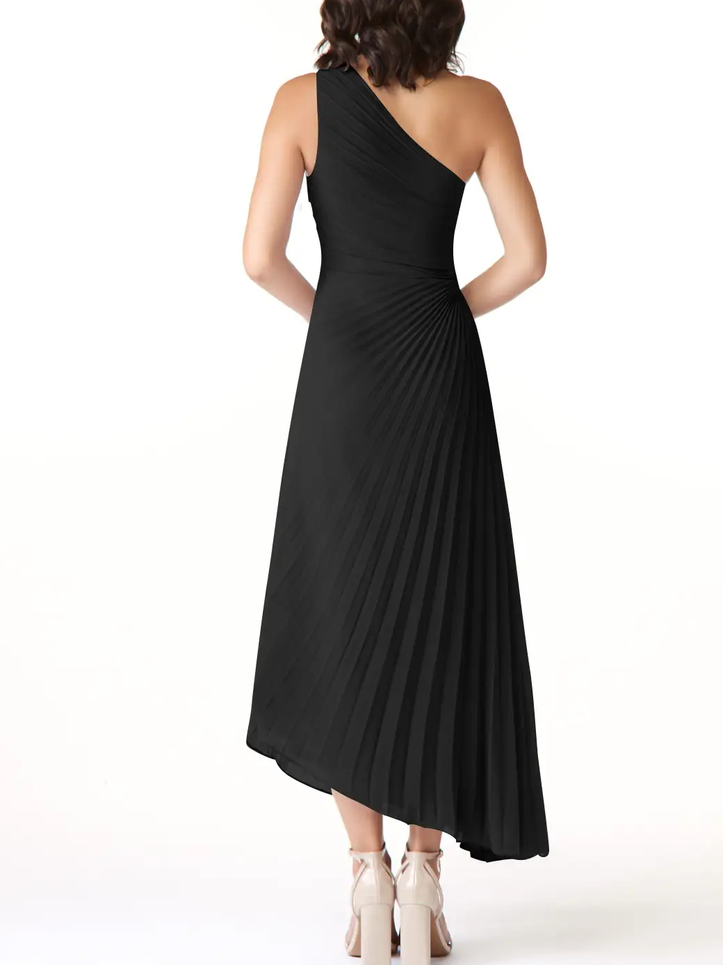 European And American Women'S New Fashion Solid Color Casual Sexy Temperament One-Shoulder Diagonal Collar Pleated Hollow Dress Long Skirt