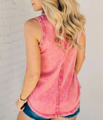 🔥2024 Summer Hot Sale🔥Button Mix Washed Henley Tank(BUY 2 FREE SHIPPING)