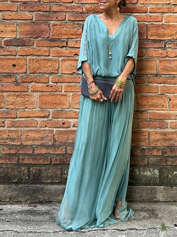 Elegant Chiffon Wide Leg Pants Two Piece Set (Buy 2 Free Shipping)
