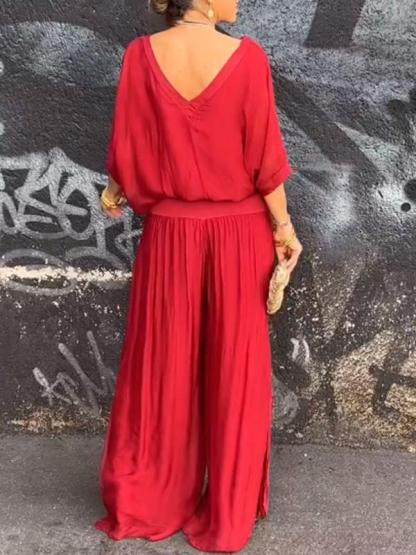 Elegant Chiffon Wide Leg Pants Two Piece Set (Buy 2 Free Shipping)