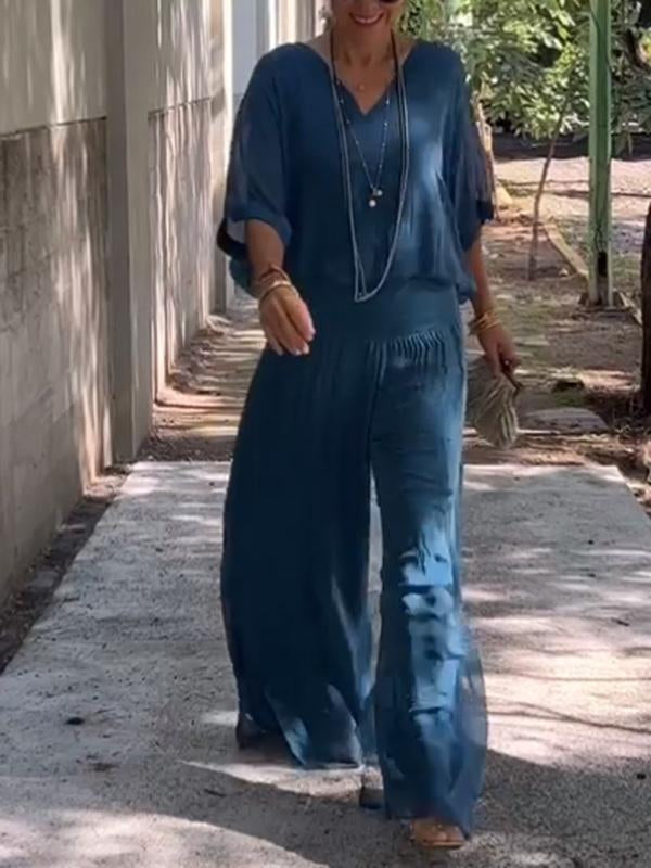 Elegant Chiffon Wide Leg Pants Two Piece Set (Buy 2 Free Shipping)