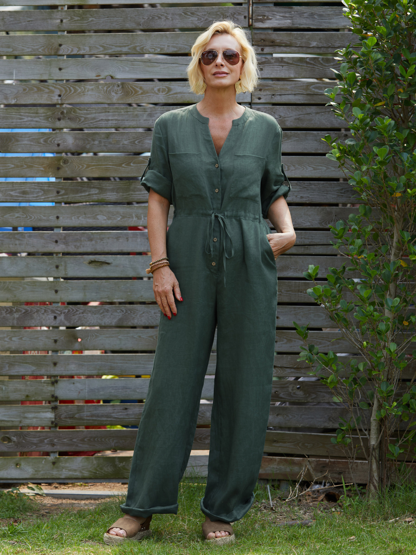 Women's 100% Linen Casual Jumpsuit