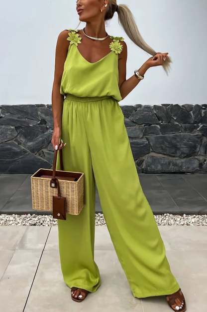 2024 New Arrival🔥Embroidered Flower Suspenders Casual Jumpsuit (Buy 2 Free Shipping)