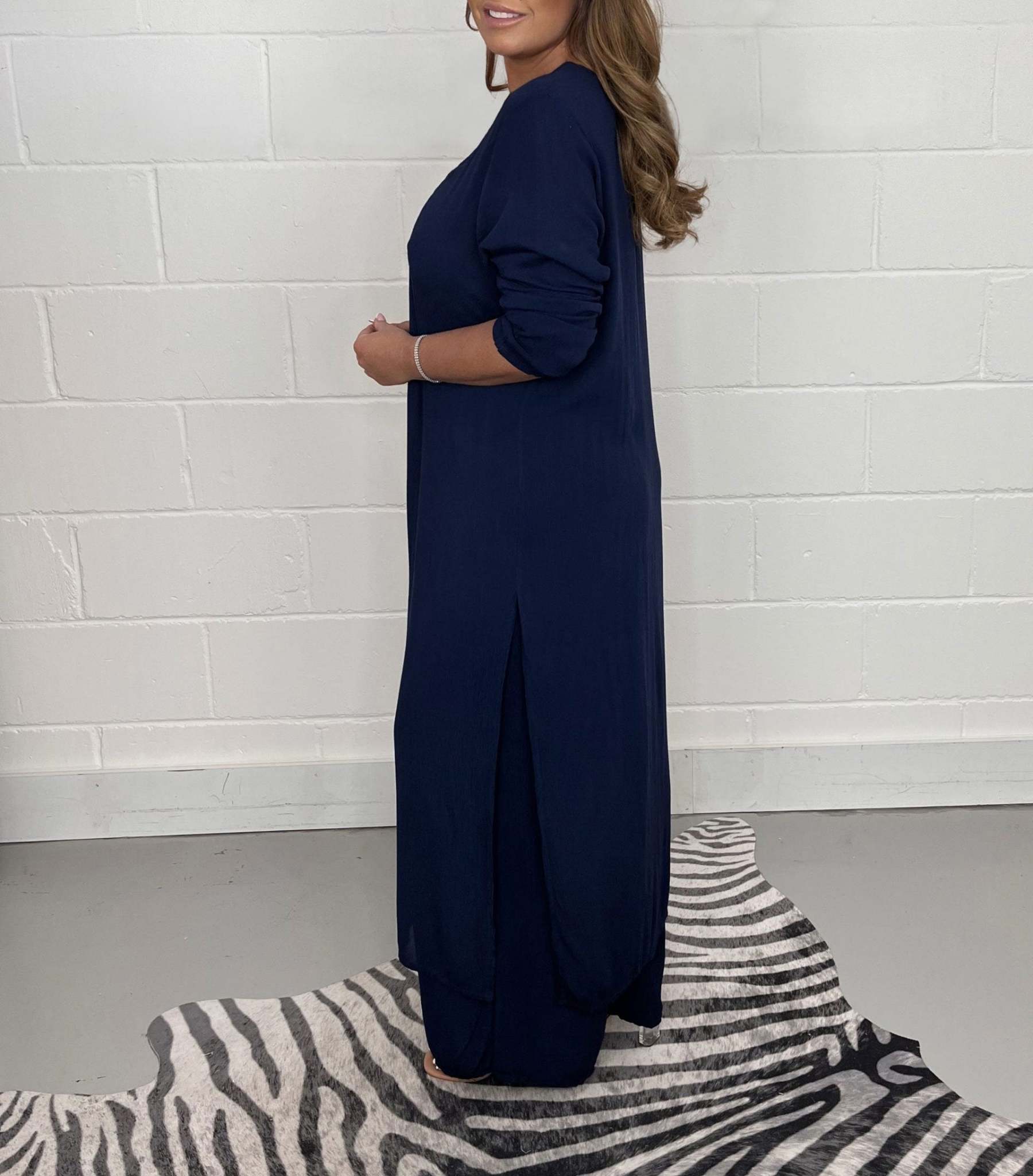 Casual 2 Pieces Suit With Long Top & Matching Trouser (Buy 2 Free Shipping)