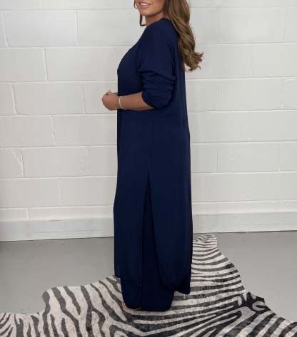 Casual 2 Pieces Suit With Long Top & Matching Trouser (Buy 2 Free Shipping)
