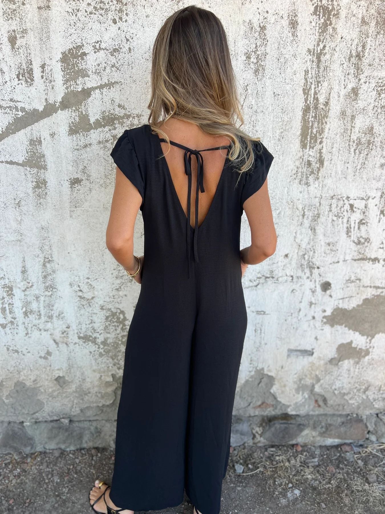 Leopard Print V-Neck Jumpsuit With Front Pockets (Buy 2 Free Shipping)