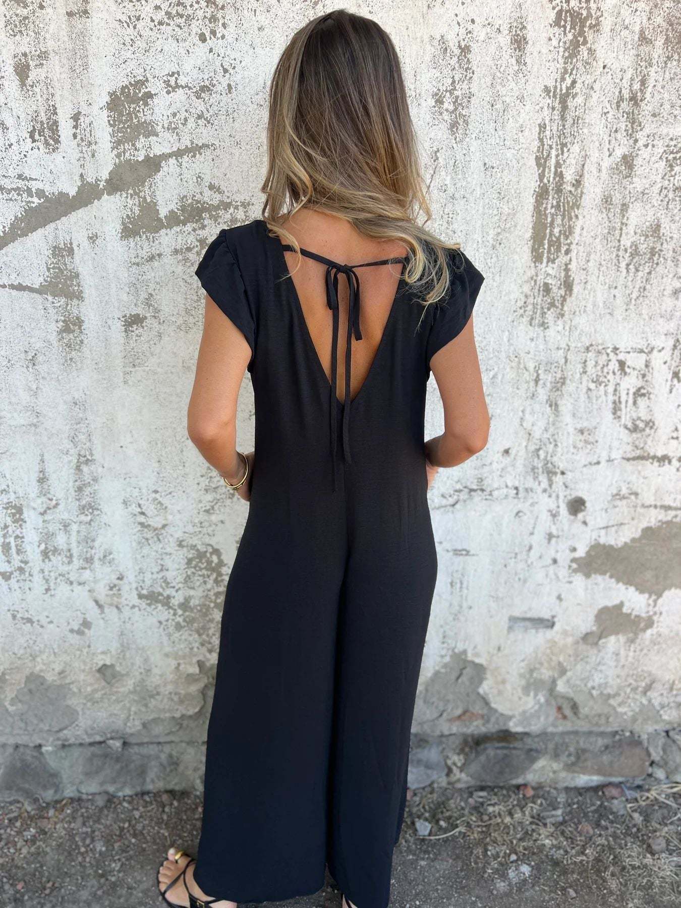 Leopard Print V-Neck Jumpsuit With Front Pockets (Buy 2 Free Shipping)
